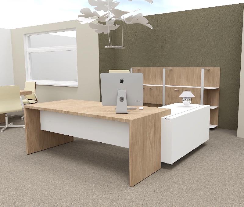 Bureau d'angle T45 avec desserte - Quadrifoglio - 192, Gauche, Orme et blanc_2