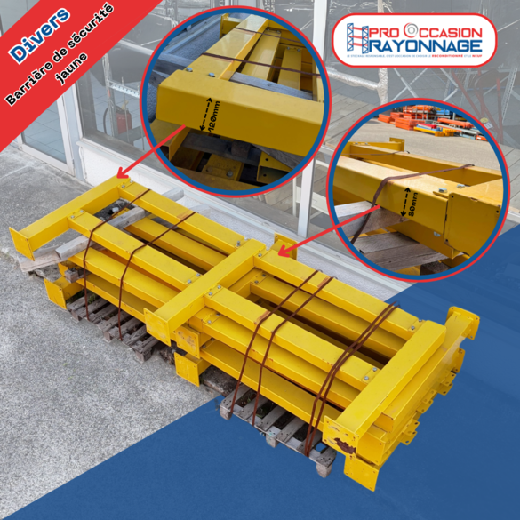 Barrière de protection jaune - Longueur : 2 760 mm, hauteur : 1 000mm_2