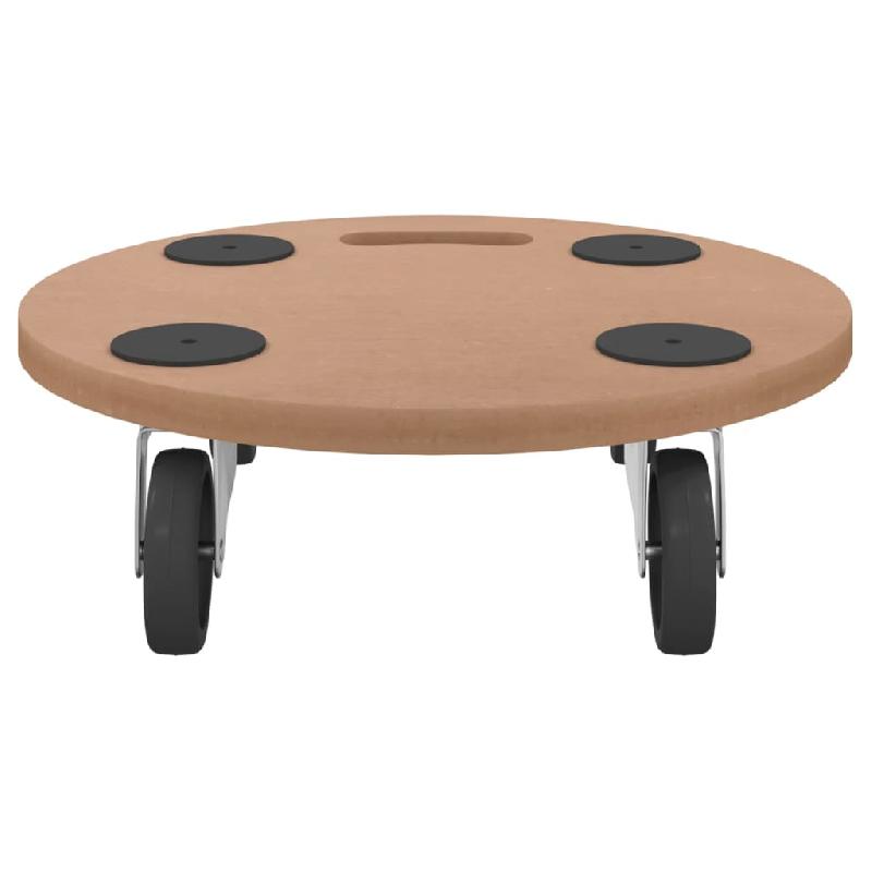 Vidaxl chariots sur roulettes 2 pcs rond bois d'ingénierie 154887_2