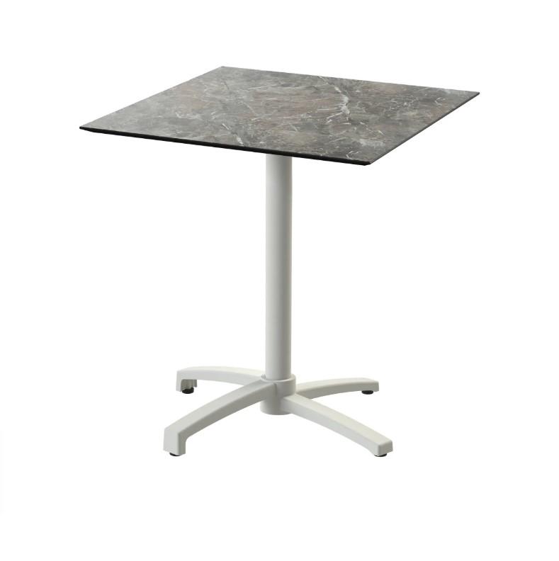 X Cross table de bistrot avec piètement sable + plateau HPL Galaxy Marble 70x70 cm_2
