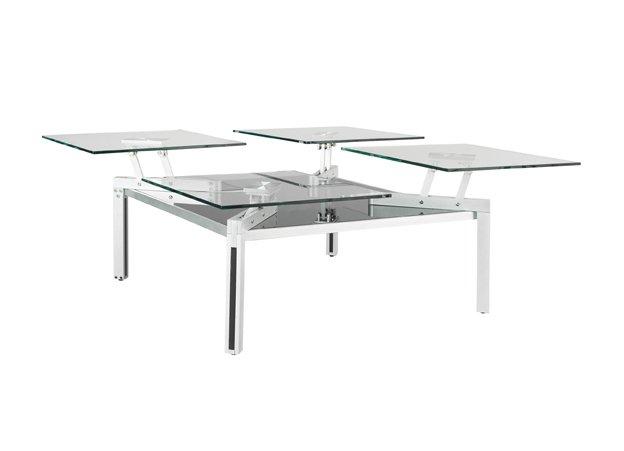 Table basse Quatuor - verre trempé 12mm et acier satiné - fabrication française_2
