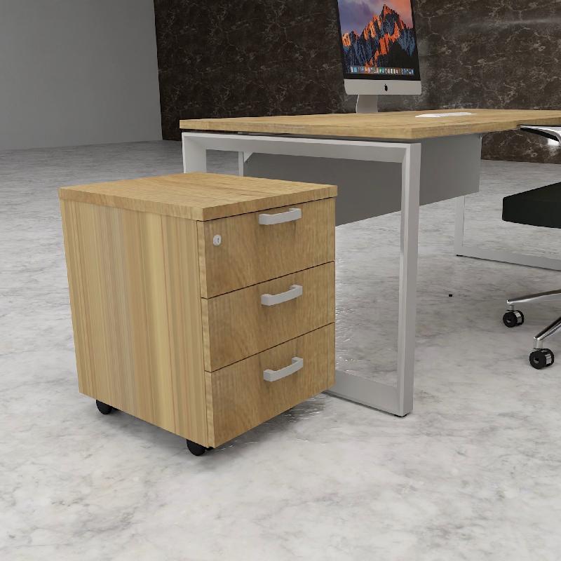 Caisson à roulettes 3 tiroirs uni - MOBEL LINEA - Chêne veiné_2