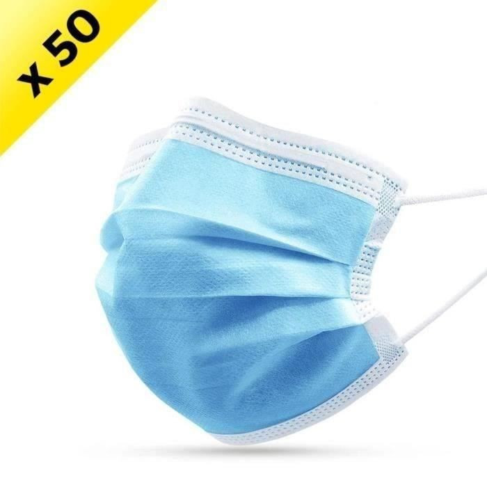 Masque anti-projection 3plis (type chirurgicaux) bleu boite de 50_2