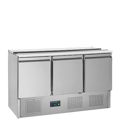 Saladette GN1/1 avec capot télescopique - 3 portes pleines à charnières | Tefcold - SA1365_2