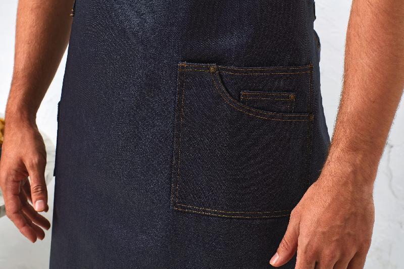 Tablier à bavette 'effet ciré' District - PR134 - denim 100% coton avec finition acrylique et look industriel_2