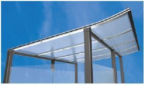 Abri fumeurs simple et élégant - MODULO - Longueur 2500 ou 5000 mm - Profondeur 2000 ou 3400 mm - Hauteur sous toiture mini 1942 mm, maxi 2100 mm_2