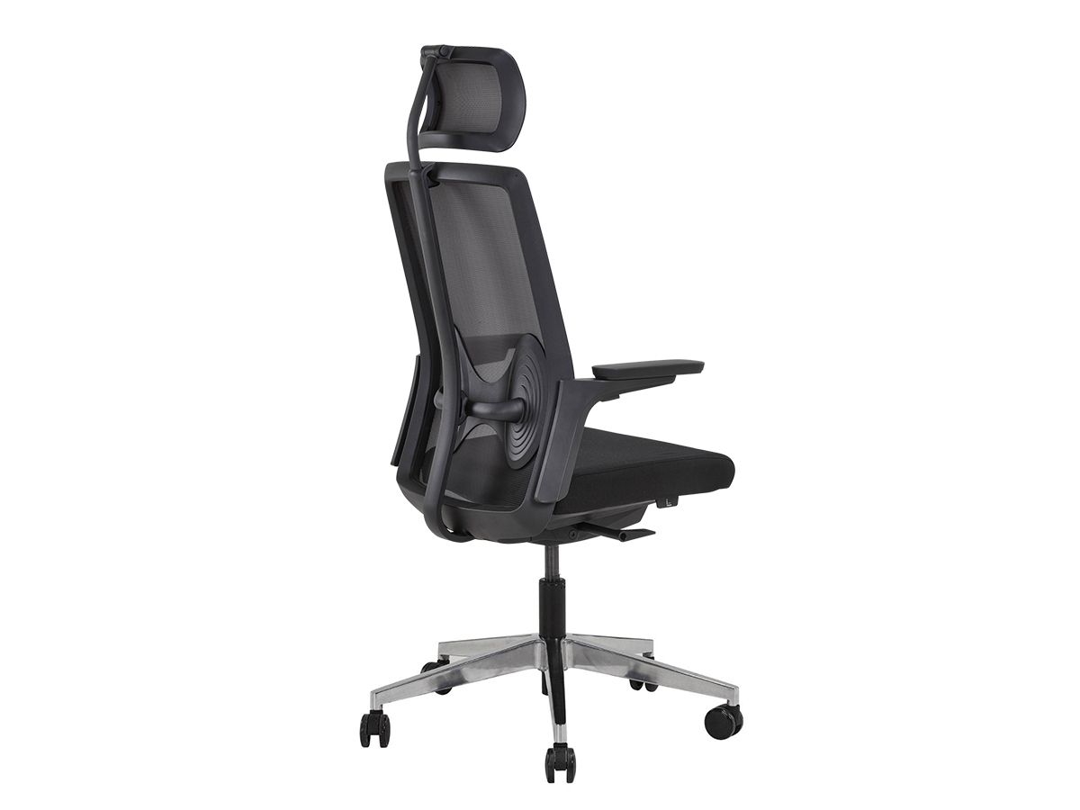 Fauteuil ergonomique TUXEDO - dossier résille, assise rembourrée, mécanisme synchrone, base aluminium_2