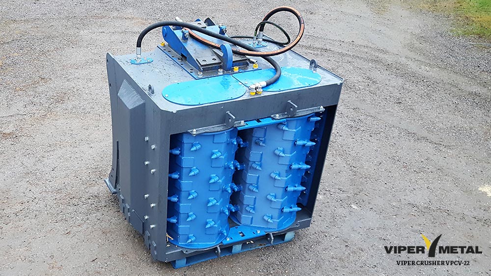 Godets concasseurs pour broyage des déchets - Viper Crusher VPCV-22 - Vipermetal - Moteur à tambour rotatif lent - Matériaux difficiles_2