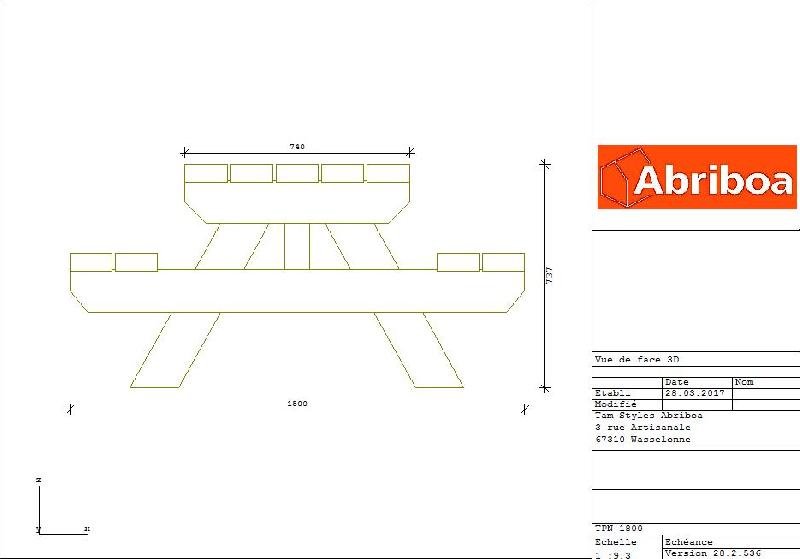 Table pique-nique - abriboa - lamellé collé sapin traité autoclave classe 3 brun - 1.80ml x 1.50ml_2