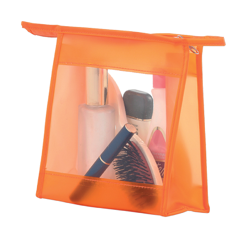 Trousse à maquillage en PVC - avec zip - couleur orange - poids 43,33 gr_2