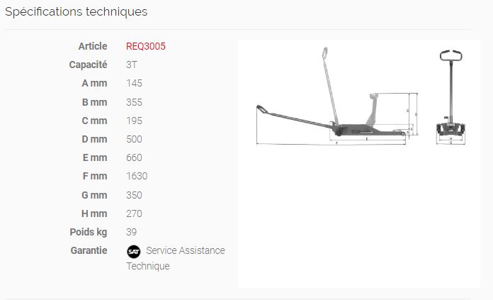 Req3005 - Cric rouleur compact Sam Outillage - 3 tonnes - Hauteur de levage 145-500 mm_2