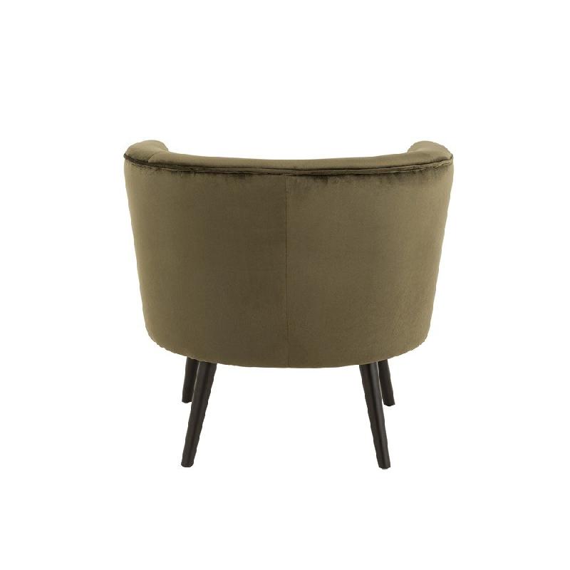 Fauteuil Dulzura - Structure en bois antique et revêtement textile vert - Dimensions L80 x H75 x P70 cm_2