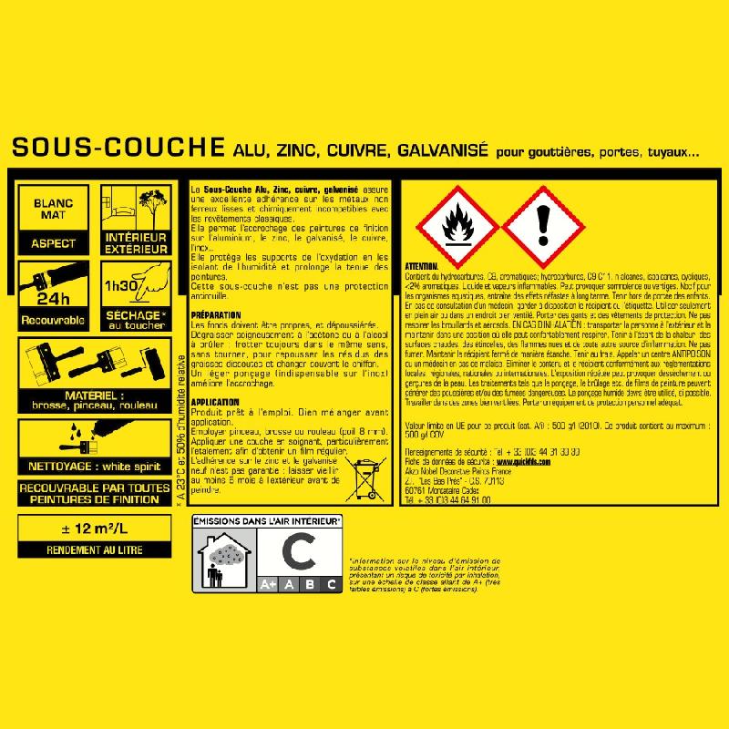 Sous-couche aluminium, zinc, cuivre, galvanisé JULIEN - 0.5L - excellente adhérence et protection_2