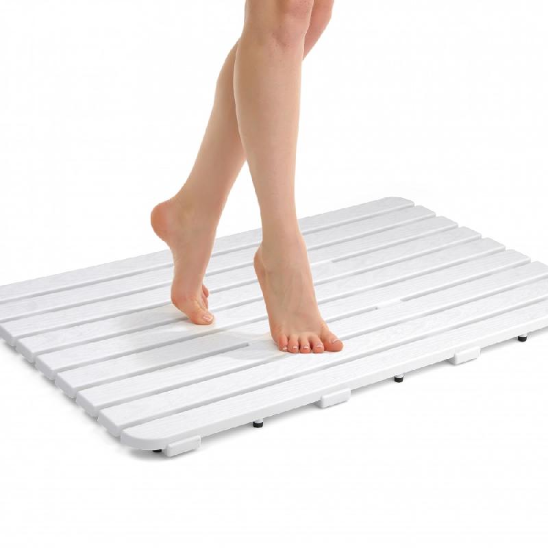 Caillebotis antidérapant à poser - l.80 x L.50 cm, blanc, imitation bois, traité anti-UV - Steppy_2