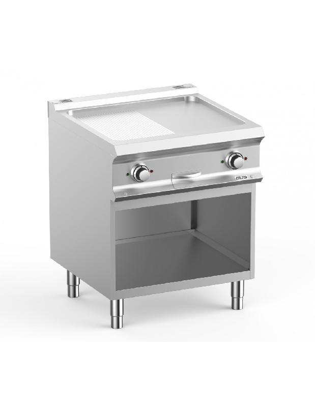 Plancha électrique - 1/2 lisse et 1/2 rainurée - sur placard ouvert - Acier Martin - Gamme DOMINA PRO 700 - MBM_2