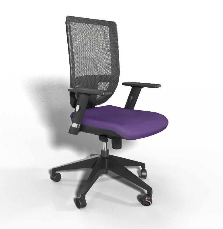 Siège de bureau Tertio avec dossier résille - Sokoa - Violet, Noir, Réglable hauteur_2