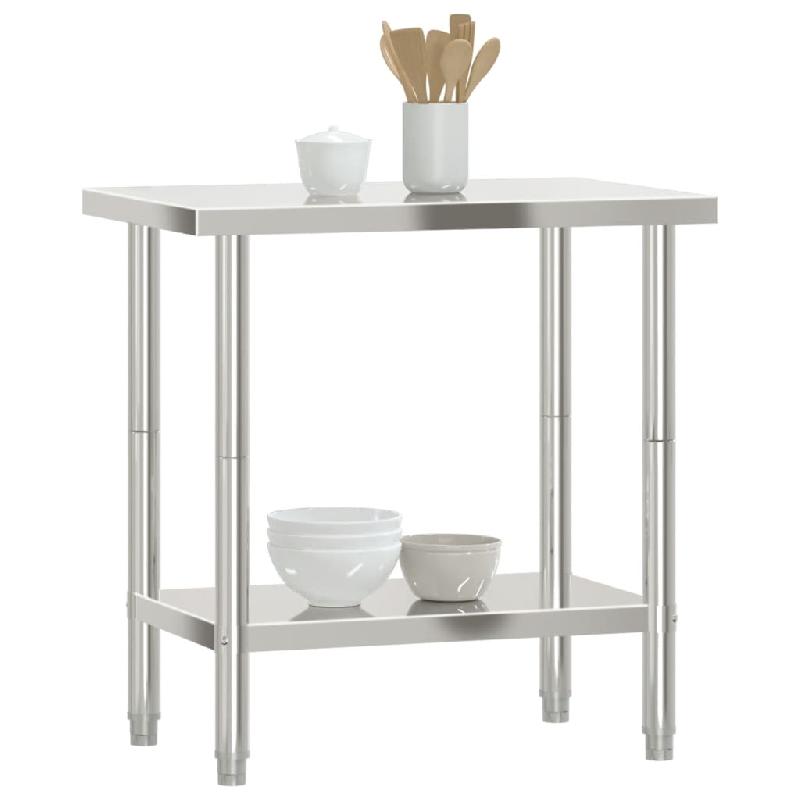 Vidaxl table de travail de cuisine 82,5x55x85 cm acier inoxydable 376454_2
