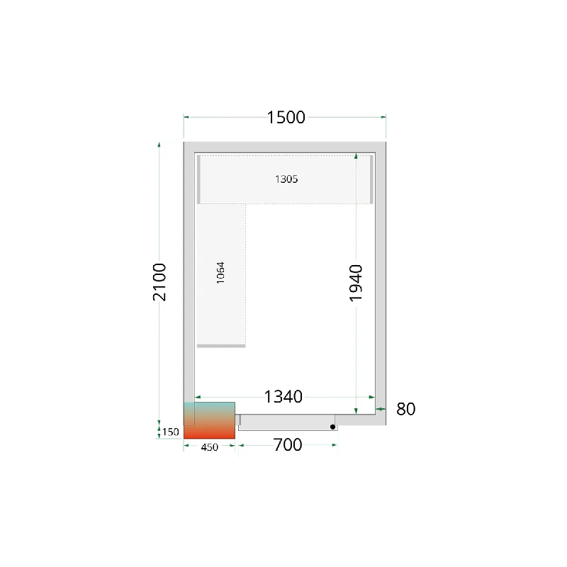 Chambre froide positive CRPF1521 Blanc 1500 x 2100 x 2200 mm TEFCOLD_2