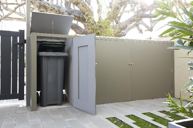 Poubelle de rue collective sur roues EN 840-1 à 6 - 120L, corps gris et couvercle vert, H.96 x L.48 x P.55 cm_2