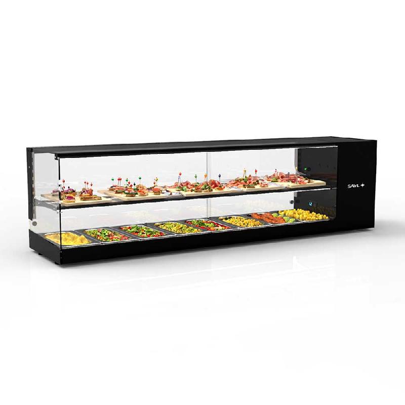Vitrine réfrigérée LOGIC TRIPLE  - Avec étagères neutres - 8 bacs GN 1/3 | Sayl Barcelona - Avec 1 étagère_2
