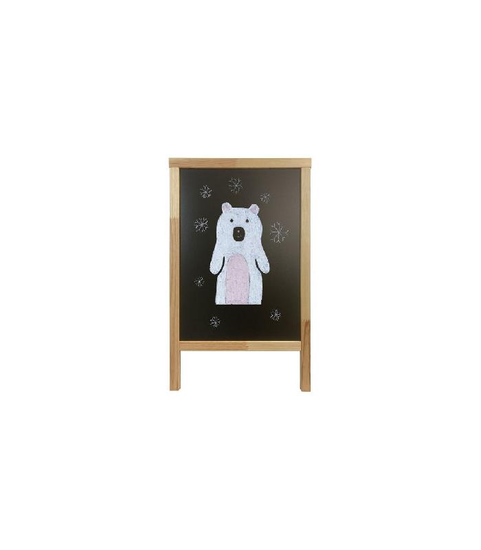 Chevalet enfant double face en bois brut - Dimensions 90 x 55 cm - Fabrication française - Référence : LSTF49BRUT-ENF_2