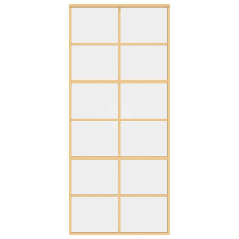 Vidaxl porte coulissante doré 90x205 cm verre esg clair et aluminium 155167_2