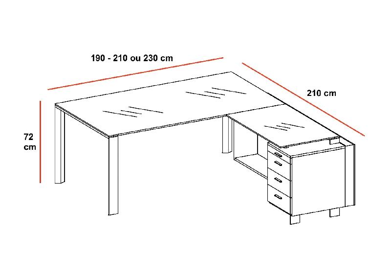 Bureau X7 avec plateaux en verre blanc - Officity. - 190, Blanc, Droite_2