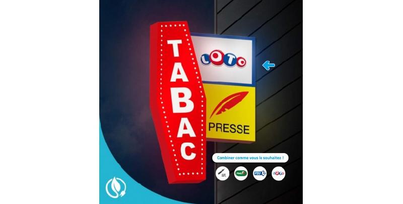 Enseigne drapeau Tabac Loto Presse - Modèle lumineux pour buralistes_2