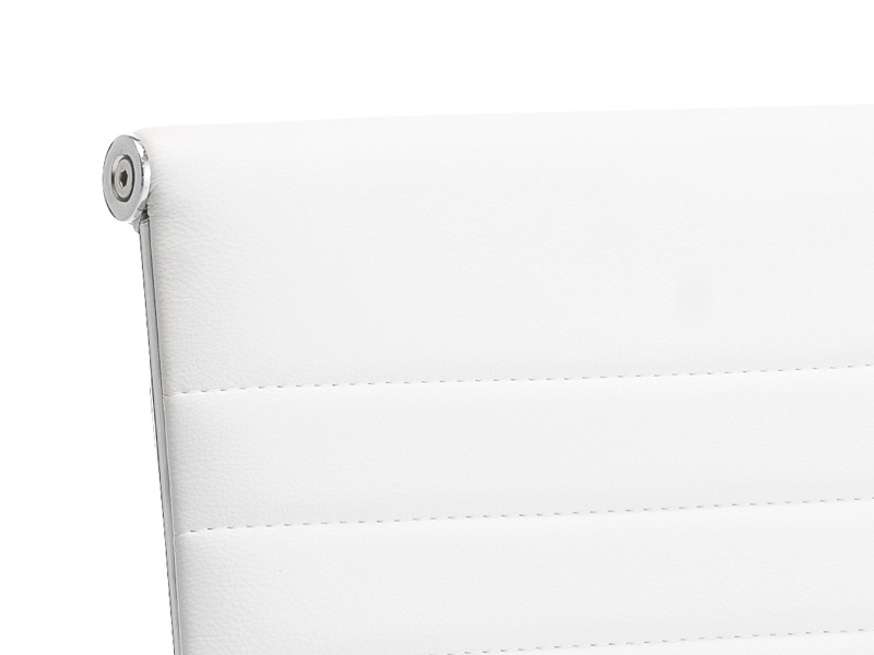 Fauteuil de bureau Glasgow - Revêtement PVC blanc - Mécanisme oscillant - Structure et accoudoirs en acier chromé_2