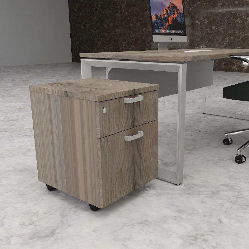 Caisson mobile monocolore avec tiroir pour dossiers suspendus  - MOBEL LINEA - Chêne grisé_2