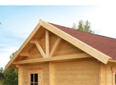 Chalet en bois plain-pied / madrier 45 mm / 23.52 m² / toit double pente_2