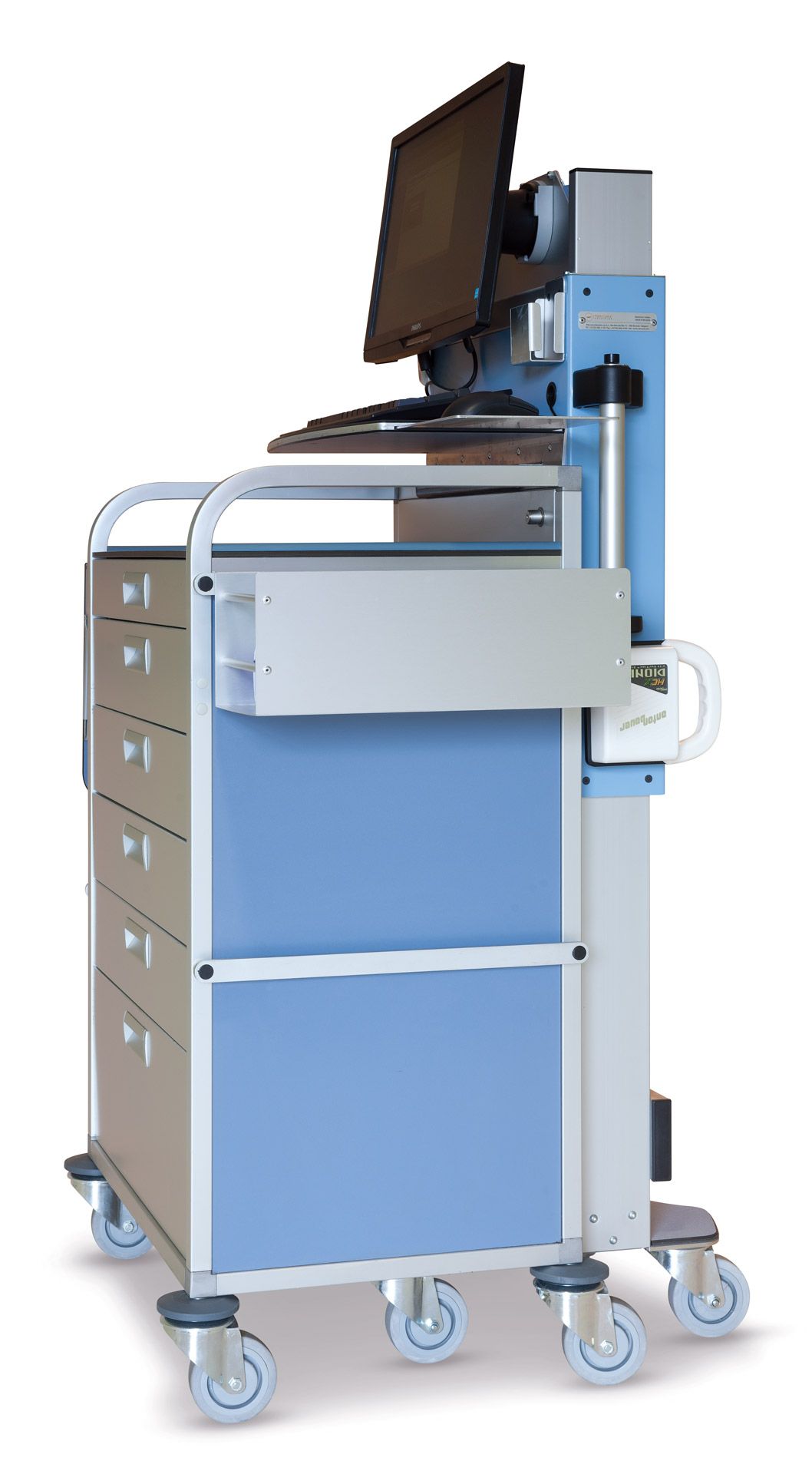 Chariots informatiques médicaux Mercura - réglables en hauteur avec supports pour accessoires_2