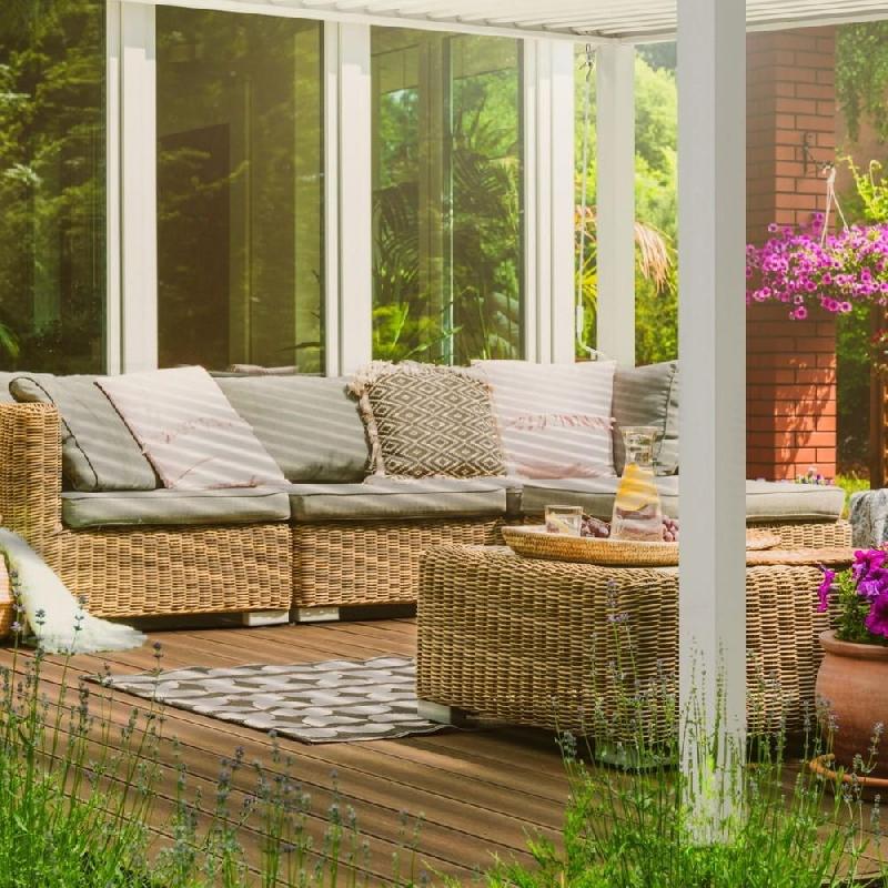 Pergola bioclimatique autoportée Ombréa® 3,6 x 3,6 m - lames orientables 100° - aluminium blanc_2