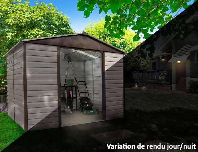 Abri métal 86tbsl - 4,79 m² - H. 215cm - gris châtaigne - portes coulissantes - toit translucide_2