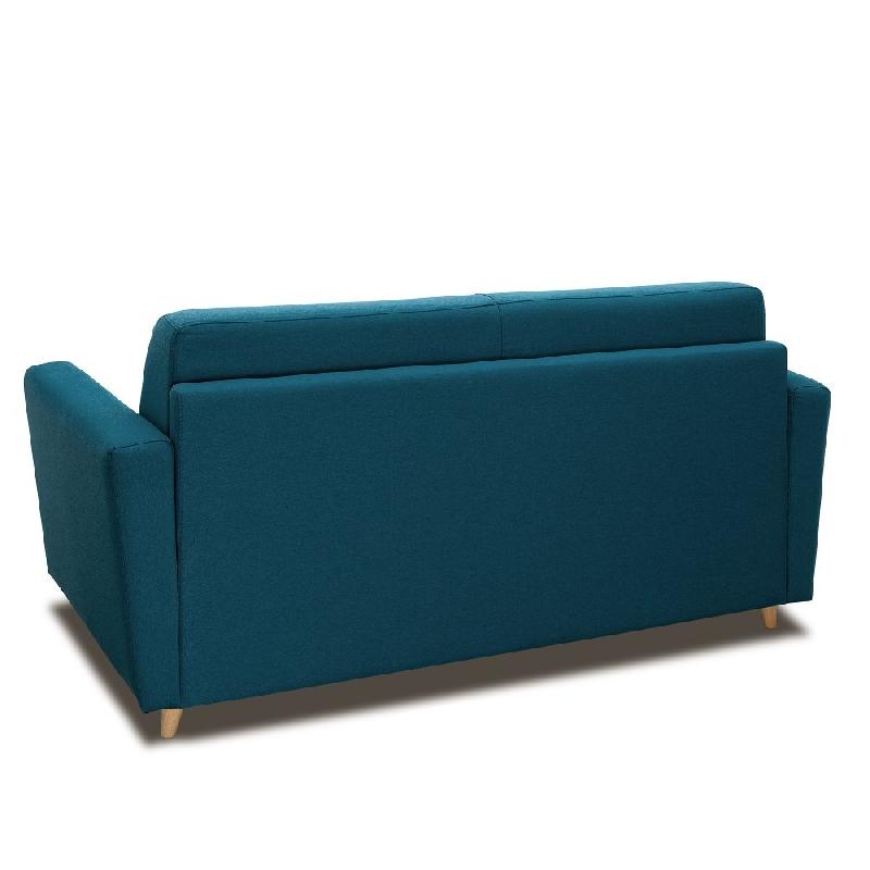 Canapé MEZZANO convertible express - Matelas 16 cm - Sommier métal 140 cm - Tissu tweed bleu pétrole - Design scandinave_2