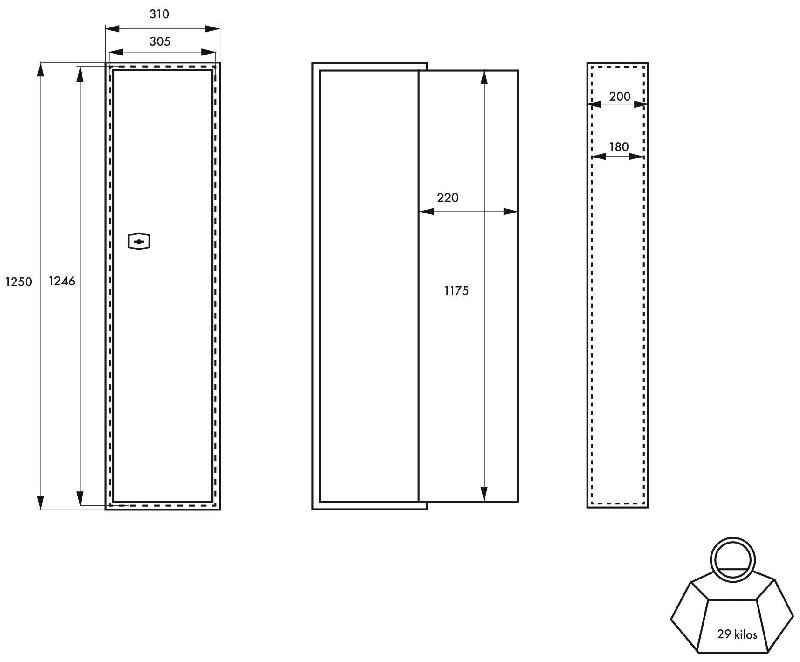 Armoire à fusil Brissac - 5 fusils - serrure double pêne 18mm - THIRARD - finition époxy_2
