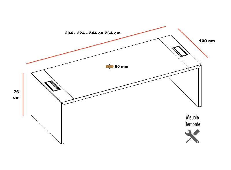 Bureau de Direction E10 avec pieds laqués - Officity - 204, Noyer américain, Piètement blanc_2