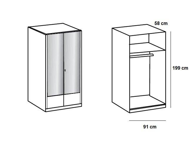 Composition d'angle dressing DINGLE chêne - 7 portes miroirs - Pratique et élégant_2