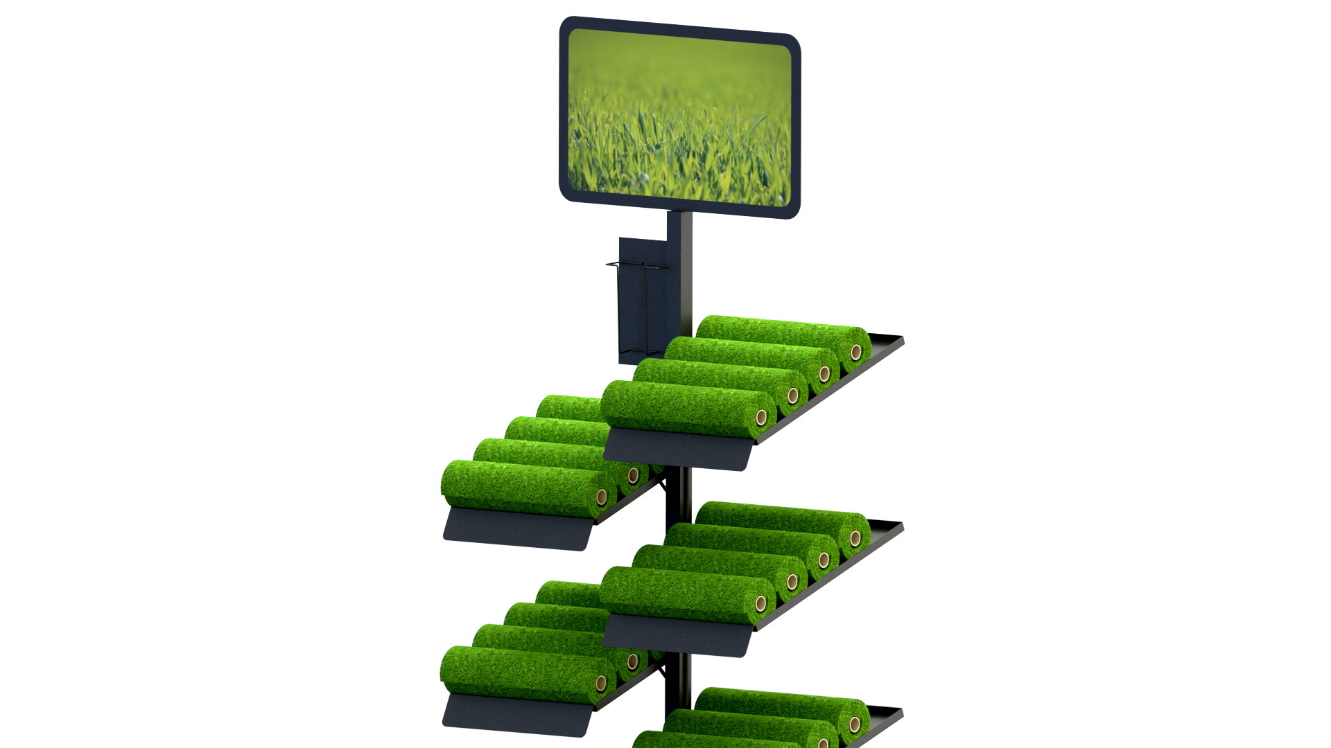 Présentoir mobile à rouleaux en métal - 8 logements pour gazon, papier, tissus_2