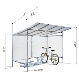 Abri vélo semi-ouvert - structure en acier ou aluminium - bardage en polycarbonate alvéolaire - pour 5 vélos - extensible_2