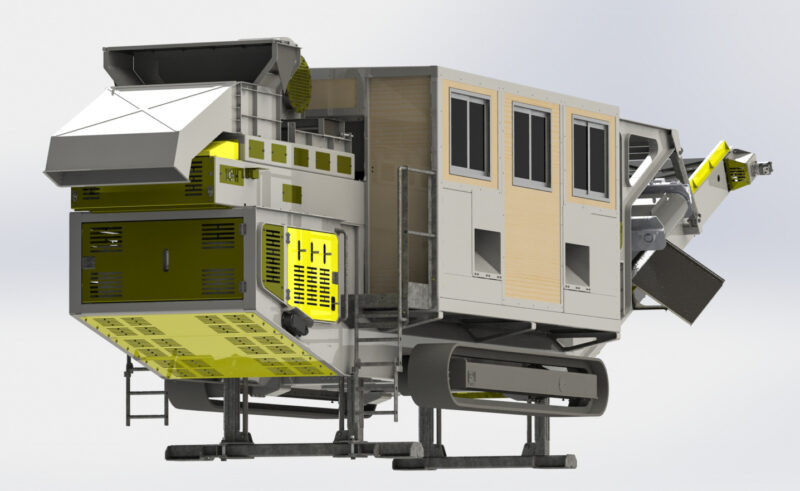 Cabine de tri mobile Screenpod SPS122 T - 4 postes - Overband - Châssis chenilles - Alimentateur HD - Aspiration des ultras légers_2