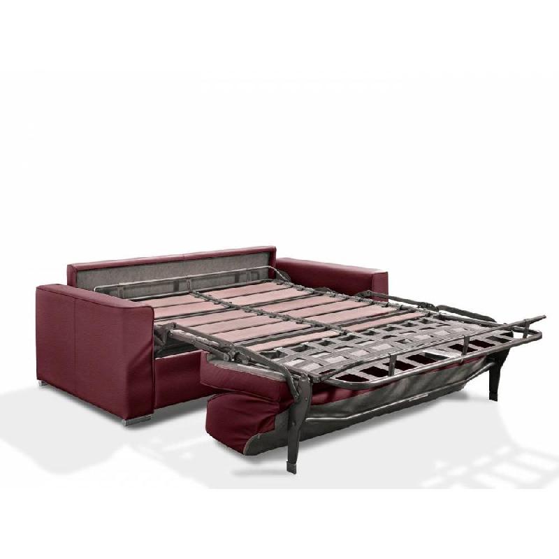 Canapé convertible express premium 160 cm - Sommier à lattes Renatonisi - Matelas Bultex - Cuir vachette Bordeaux_2
