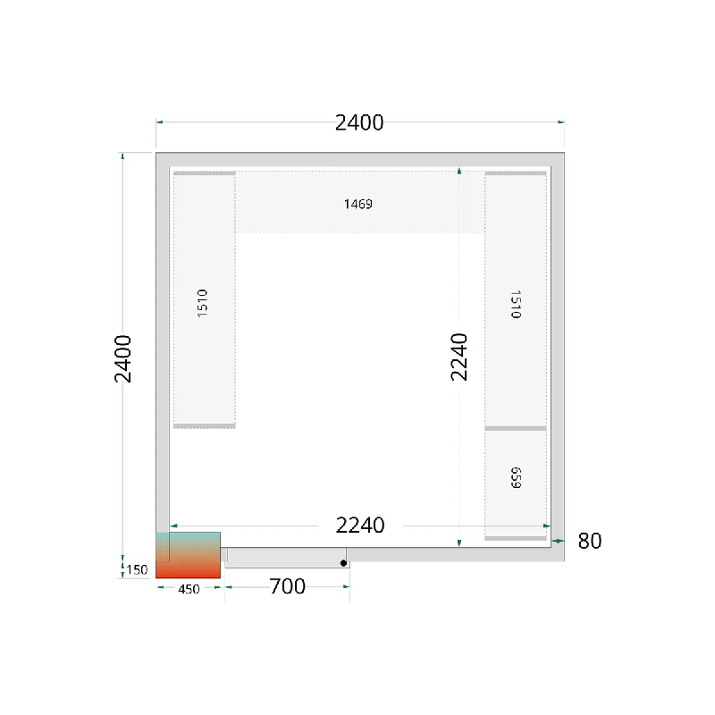 Chambre froide positive CRPF2424 Blanc 2400 x 2400 x 2200 mm TEFCOLD_2