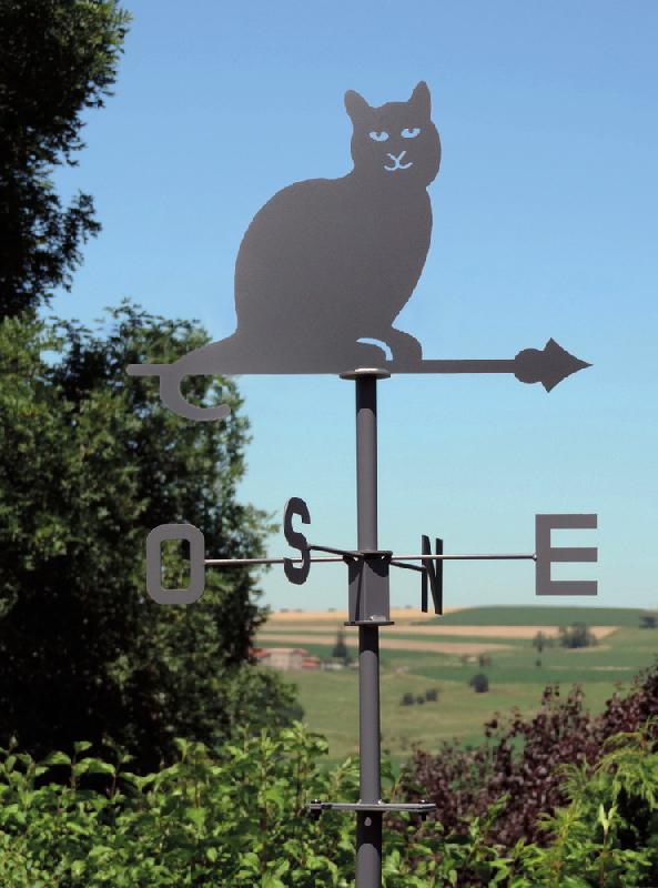 Girouette chat anthracite - 45x74cm - acier époxy_2