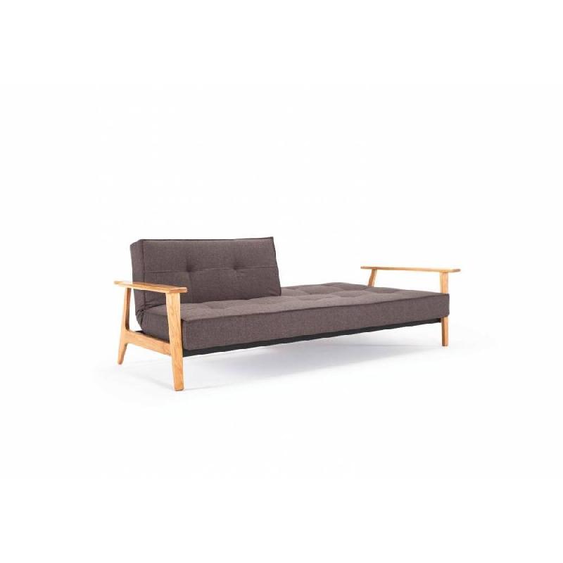 Canapé-lit design SPLITBACK FREJ - Innovation Living - Convertible 115x210 cm - Accoudoirs bois - Tissu Flashtex Dark Grey_2