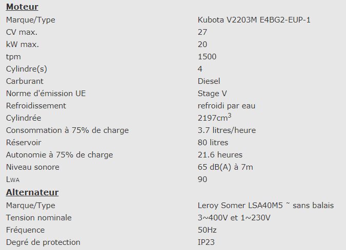 EPS20TDE - 981112014 - Groupe électrogène industriel super-insonorisé Europower - moteur diesel Kubota refroidi par eau - 1500tpm, 50Hz, 4 temps_2