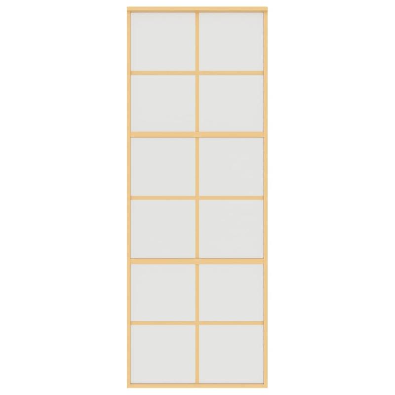 Vidaxl porte coulissante doré 76x205 cm verre esg dépoli et aluminium 155169_2