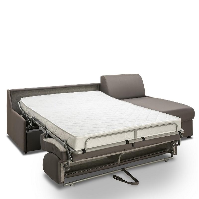 Canapé d'angle convertible gris silver - Gain de place avec couchage express 140 cm et matelas Excellence Literie_2