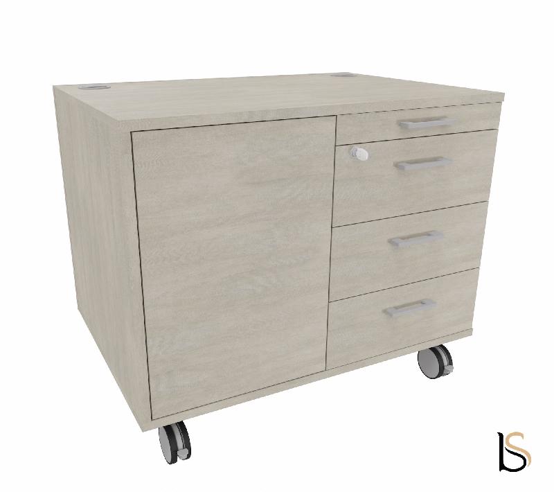 Desserte mobile avec 4 tiroirs et niche de rangement - QUADRIFOGLIO - Béton_2