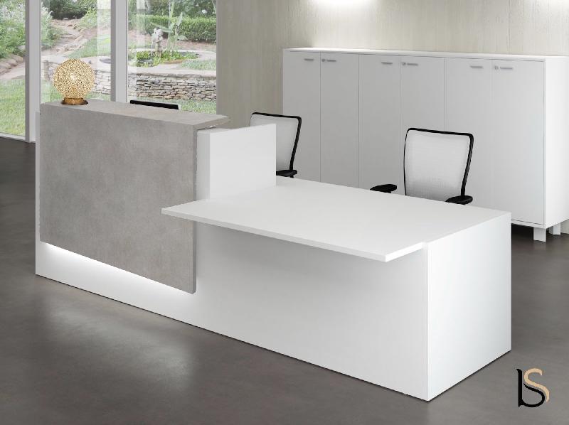 Banque d'accueil Z2 blanche avec accès handicapés - Officity - 206, Droite, Blanc, Béton_2